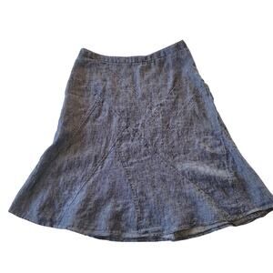 CAbi Blue Linen Denim A-Line Mini Skirt 100% Linen Size 2 Sping Summer